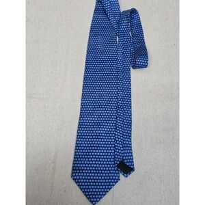 Daniel Craig Italian Silk Tie Mens Blue Geometric Square Pattern Necktie